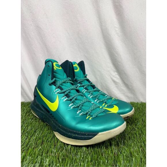 Authentic Mens Nike Kevin Durant KD 5 Incredible Hulk Shoes Size 11.5‎